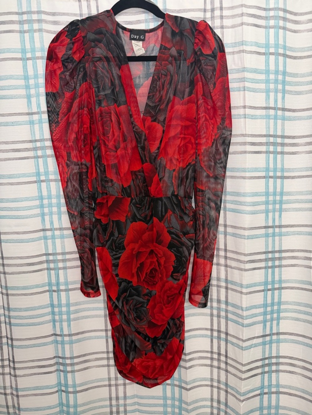 Day G Red Rose Midi Wrap Mesh Dress